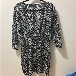 Kardashian Kollection Black and White Mini Dress with Dolman Sleeves